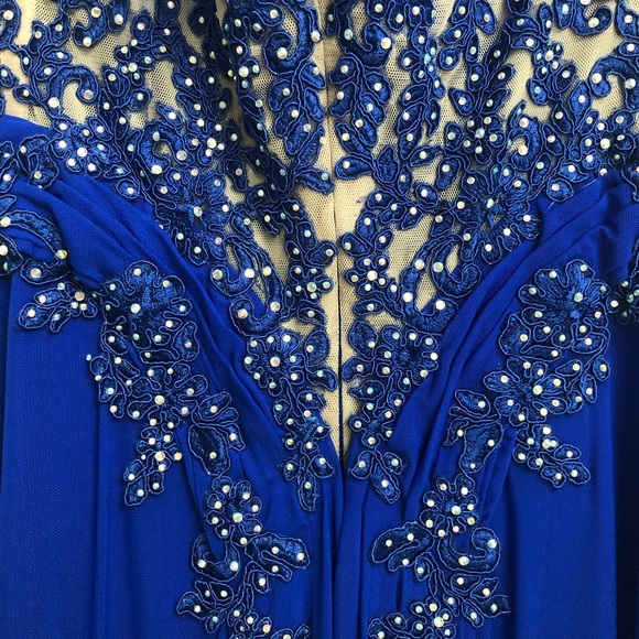 Xscape Full-length Cobalt Gown - Picture 2 of 7